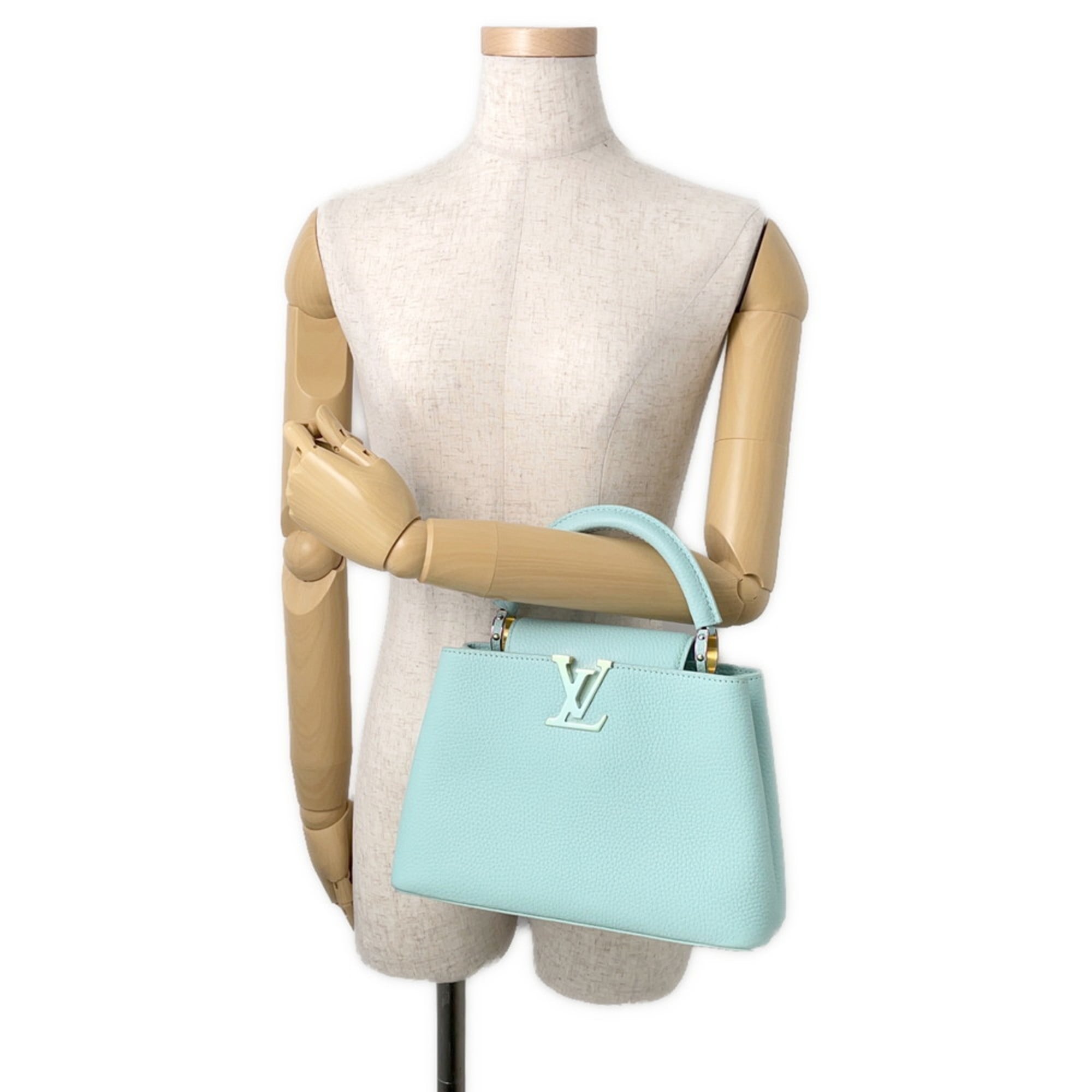Louis Vuitton Light Blue Leather Handbag Shoulder Bag