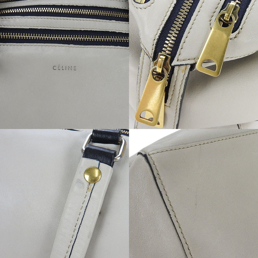 Celine Light Gray Leather Boston Bag Handbag