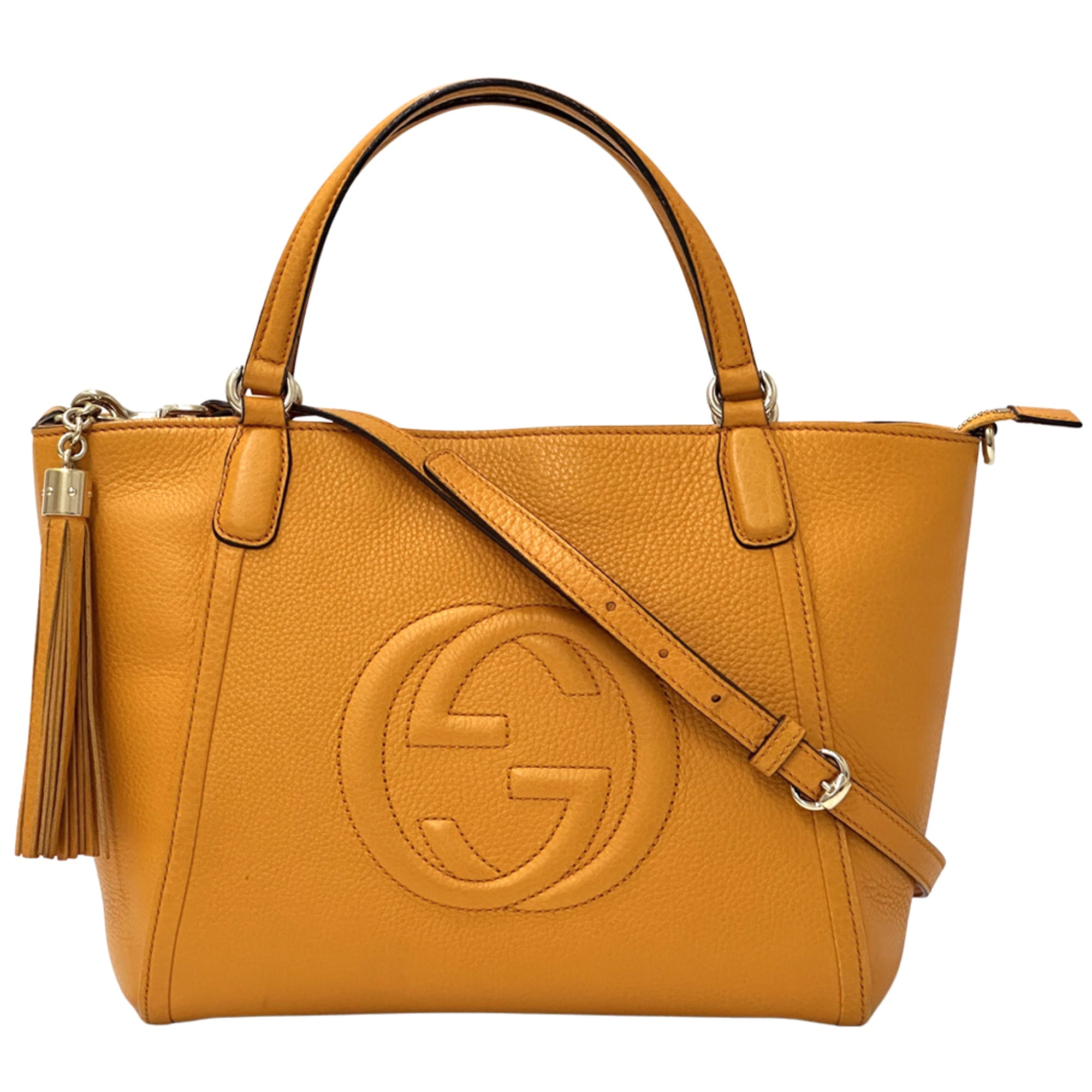 Gucci Orange Leather Handbag Shoulder Bag Tote Bag (Pre-Owned)