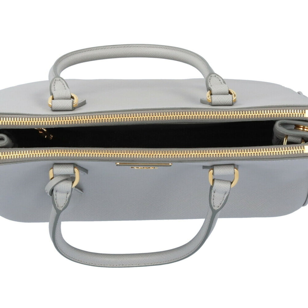 Prada Gray Leather Shoulder Bag