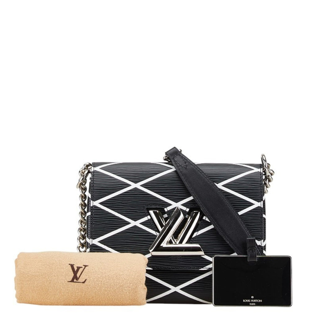 Louis Vuitton Black Noir White Leather Shoulder Bag