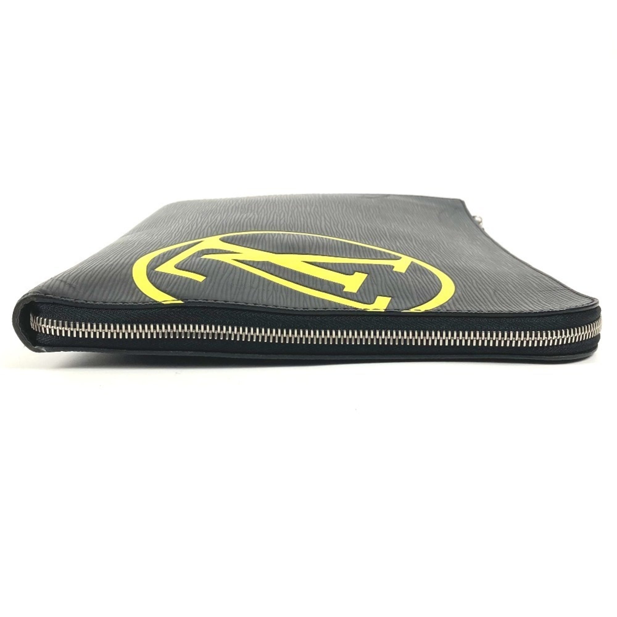 Louis Vuitton Black Yellow Epi Leather Clutch Bag Pochette Pouch