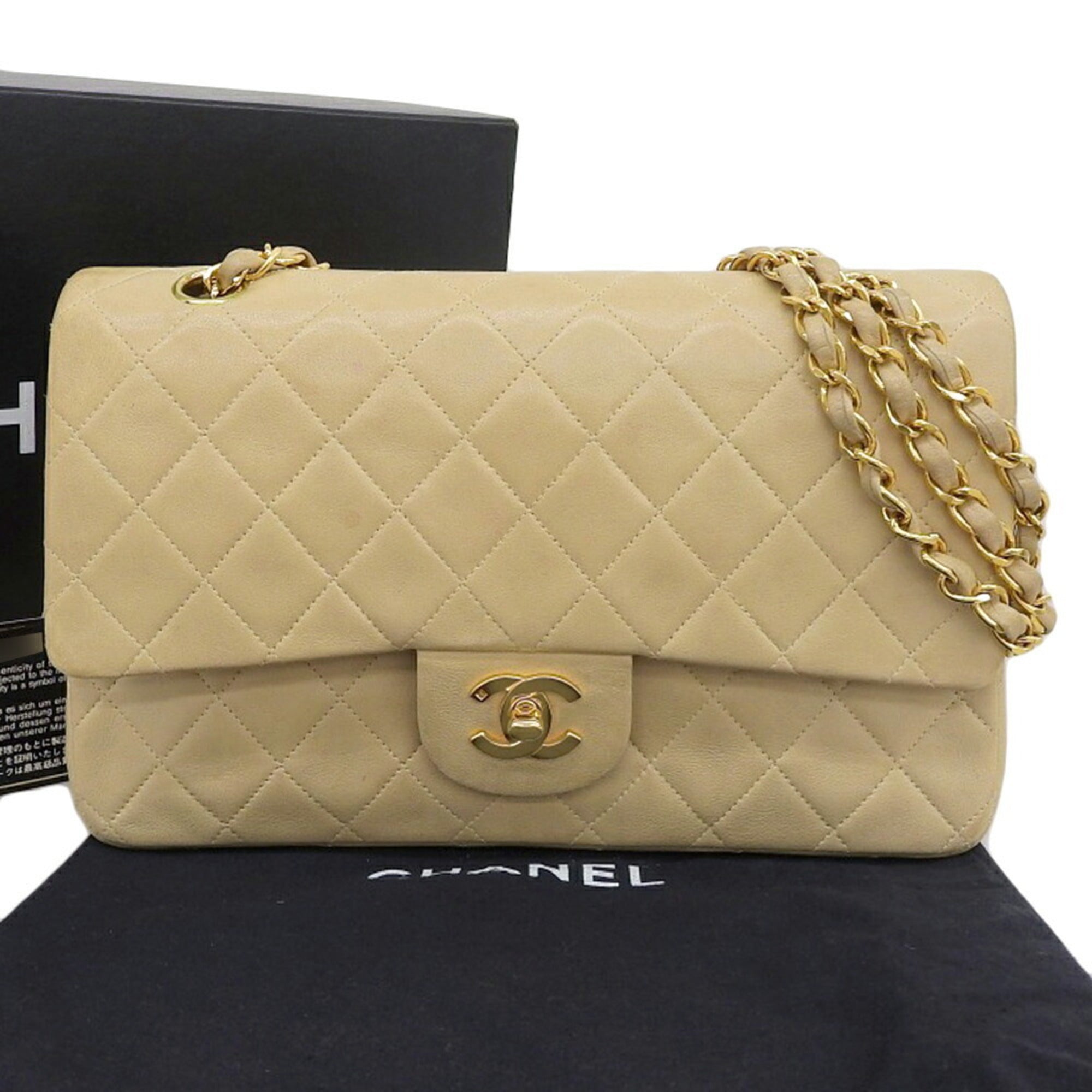 Chanel Beige Leather Shoulder Bag