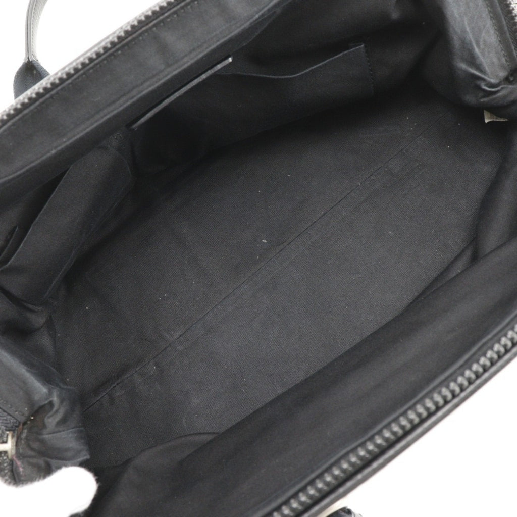 Bottega Veneta Black Gray Canvas Leather Tote Bag