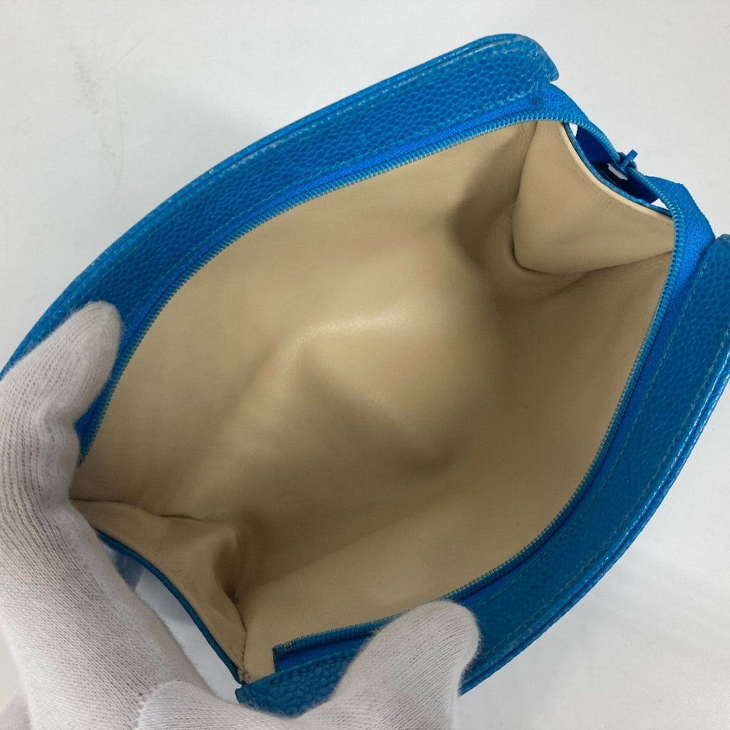 Chanel Blue Caviar Leather Pouch