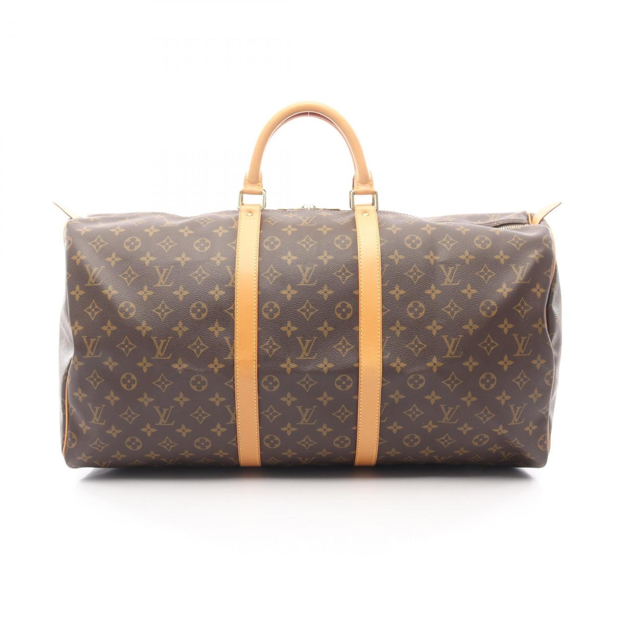 Louis Vuitton Brown Coated Canvas Leather Boston Bag Handbag