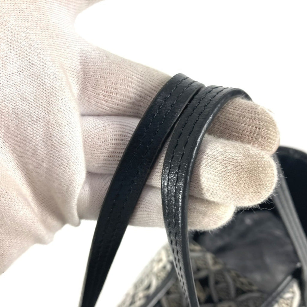 Louis Vuitton Black White Jacquard Leather Shoulder Bag Tote Bag