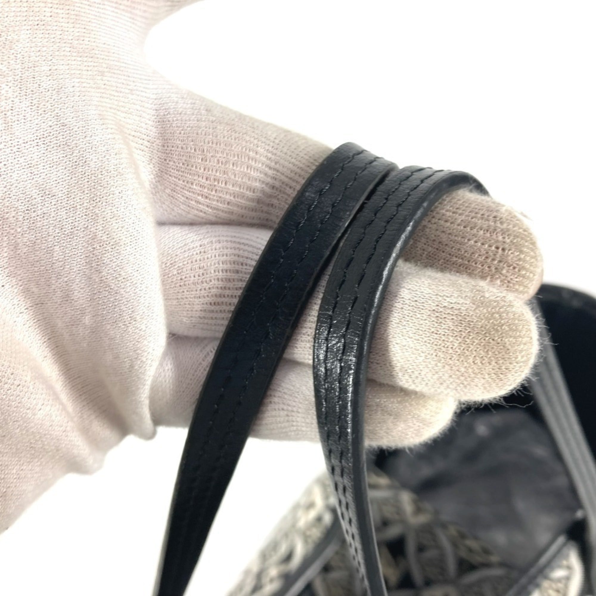 Louis Vuitton Black White Jacquard Leather Shoulder Bag Tote Bag