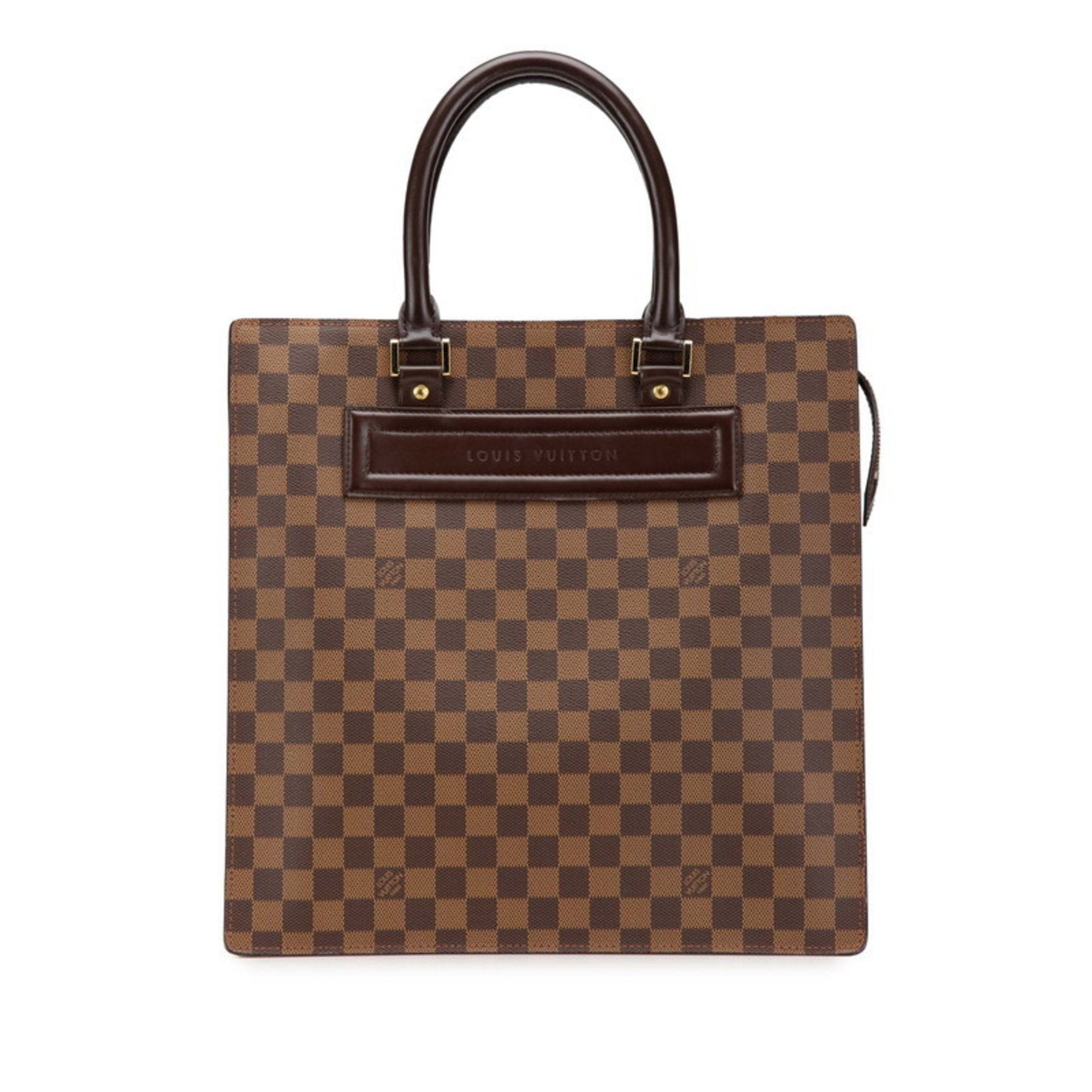 Louis Vuitton Brown Pvc Leather Handbag Tote Bag