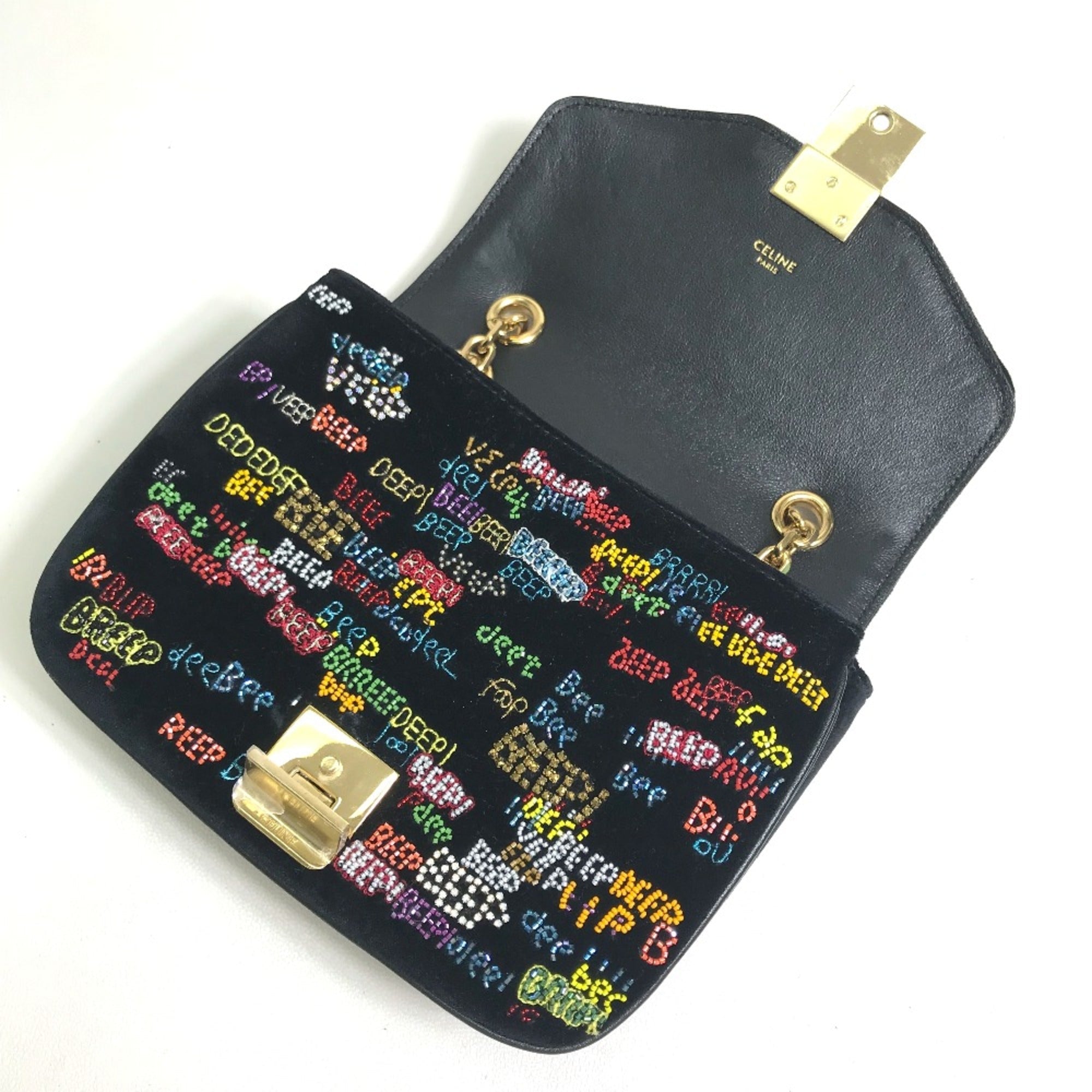 Celine Black Leather Shoulder Bag