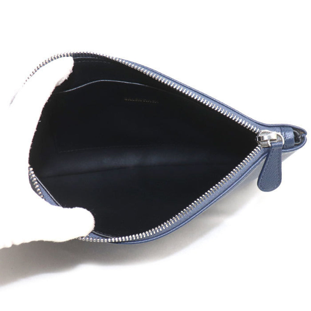 Balenciaga Navy Leather Clutch