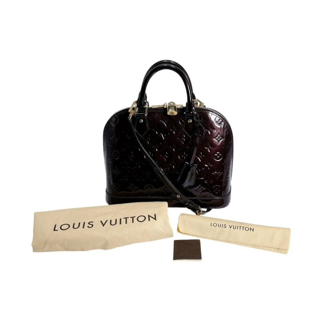 Louis Vuitton Red Color Wine Monogram Vernis Handbag