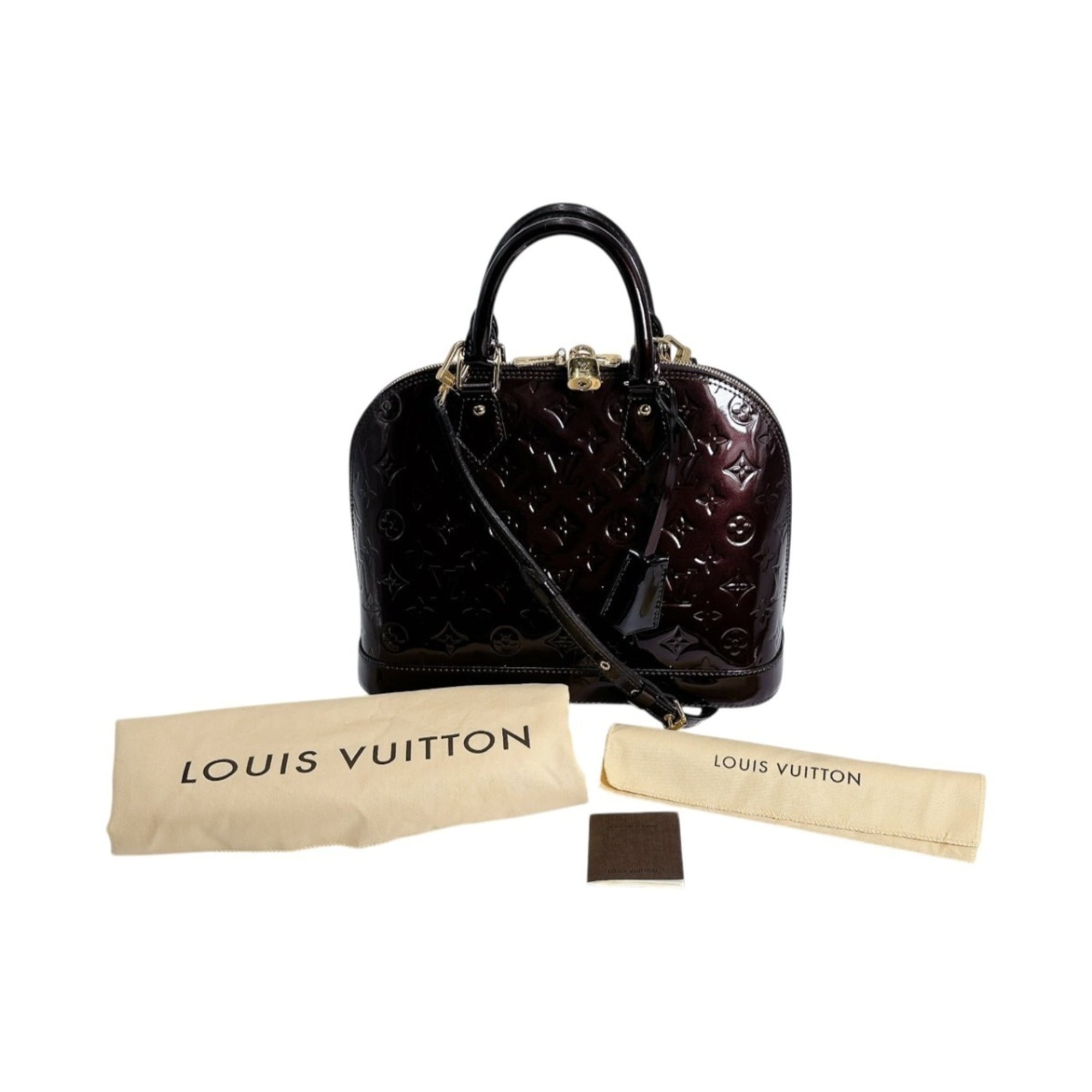 Louis Vuitton Red Color Wine Monogram Vernis Handbag
