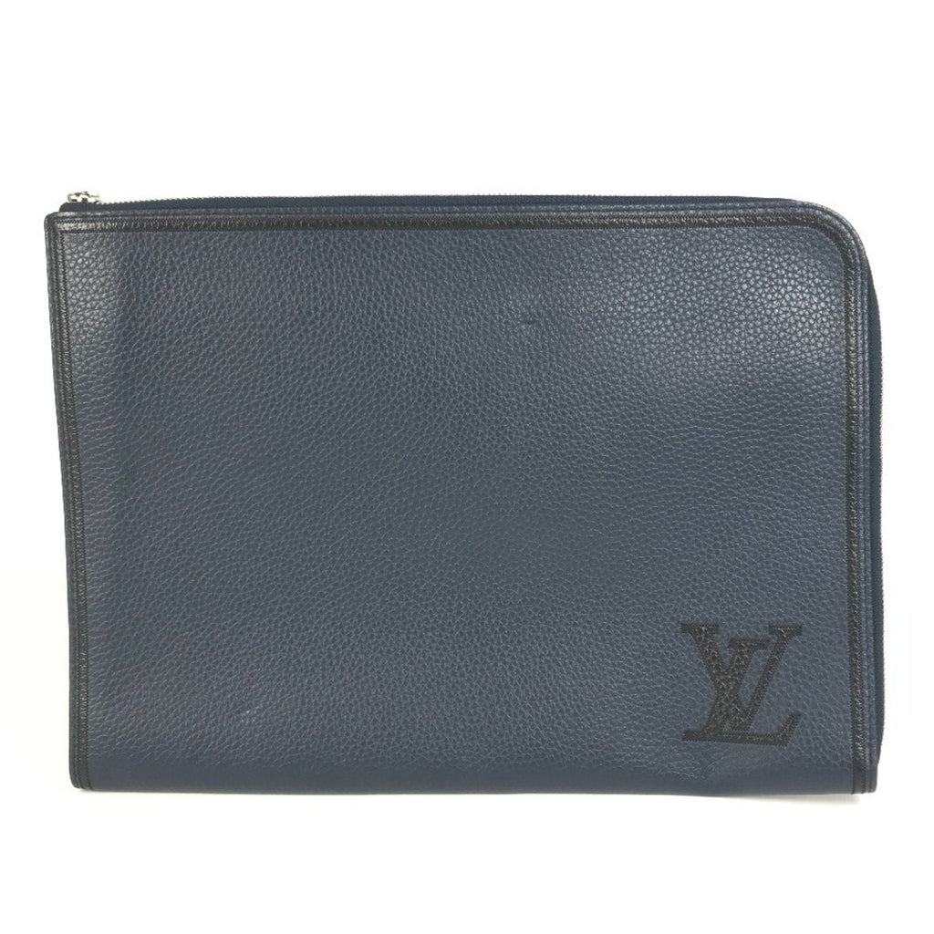Louis Vuitton Black Navy Leather Clutch Bag Pochette Pouch