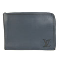 Louis Vuitton Black Navy Leather Clutch Bag Pochette Pouch