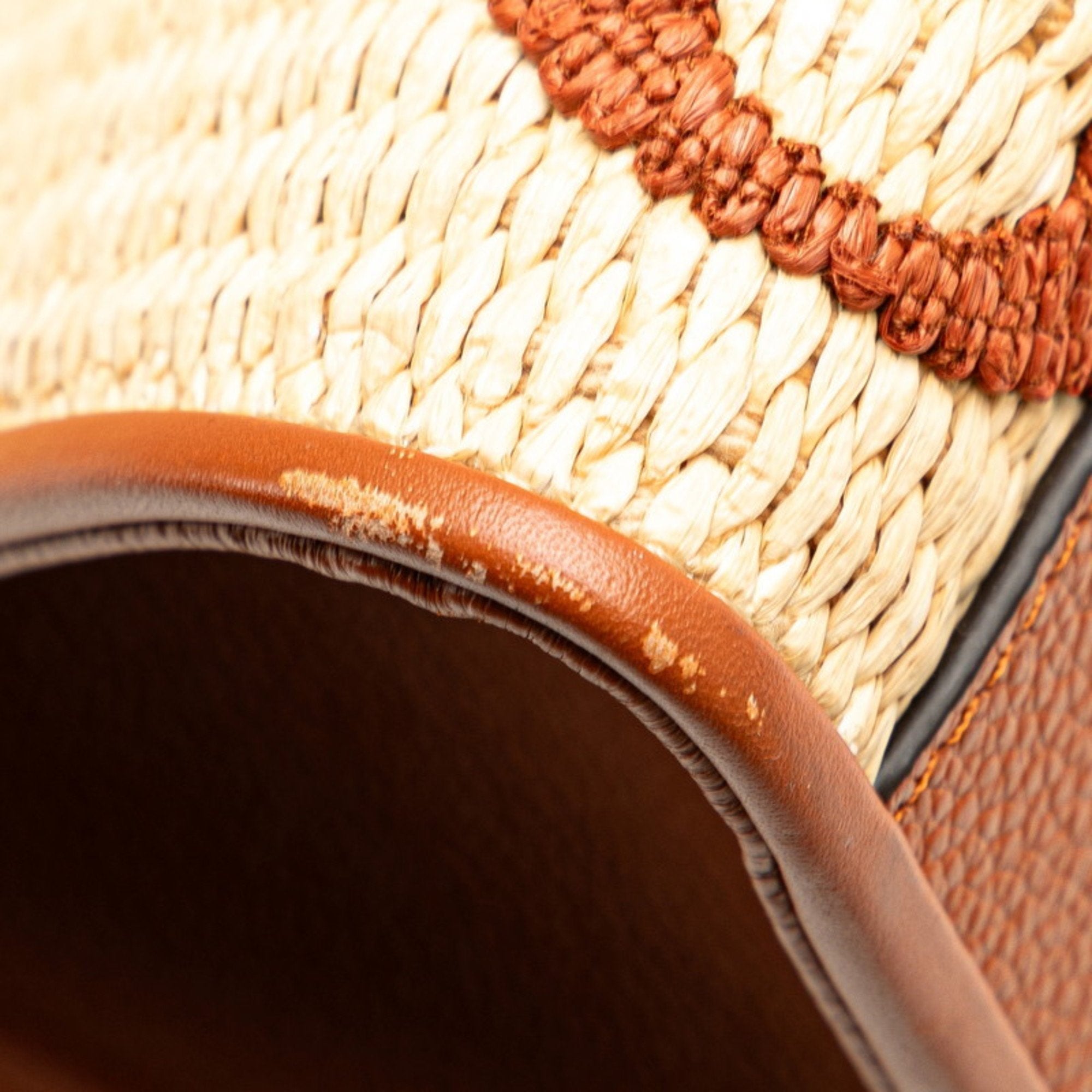 Louis Vuitton Beige Brown Raffia Leather Handbag Shoulder Bag