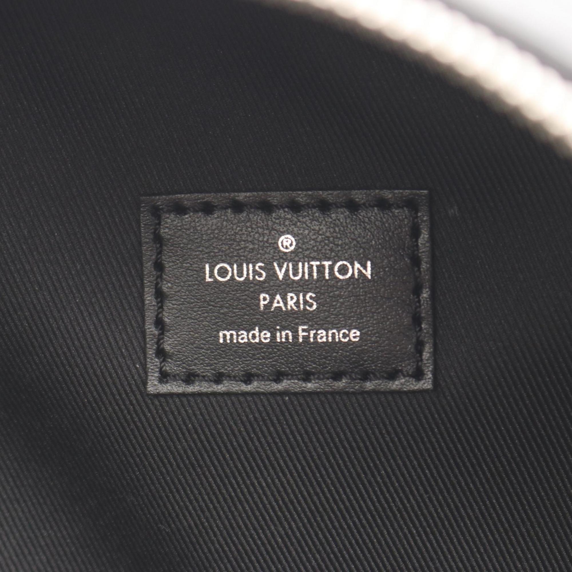 Louis Vuitton Black Brown Coated Canvas Leather Backpack Handbag