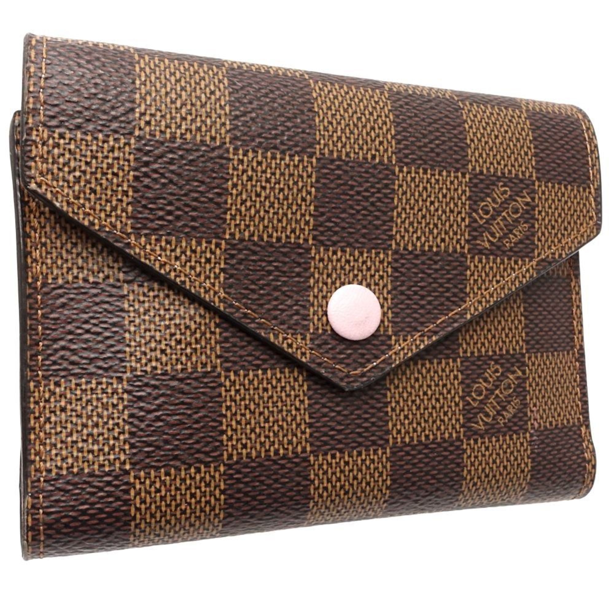Louis Vuitton Damier Canvas Ebene Rose Ballerine Canvas Wallet (Tri-Fold)