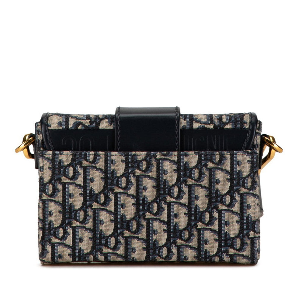 Christian Dior Beige Navy Jacquard Leather Shoulder Bag (Pre-Owned)