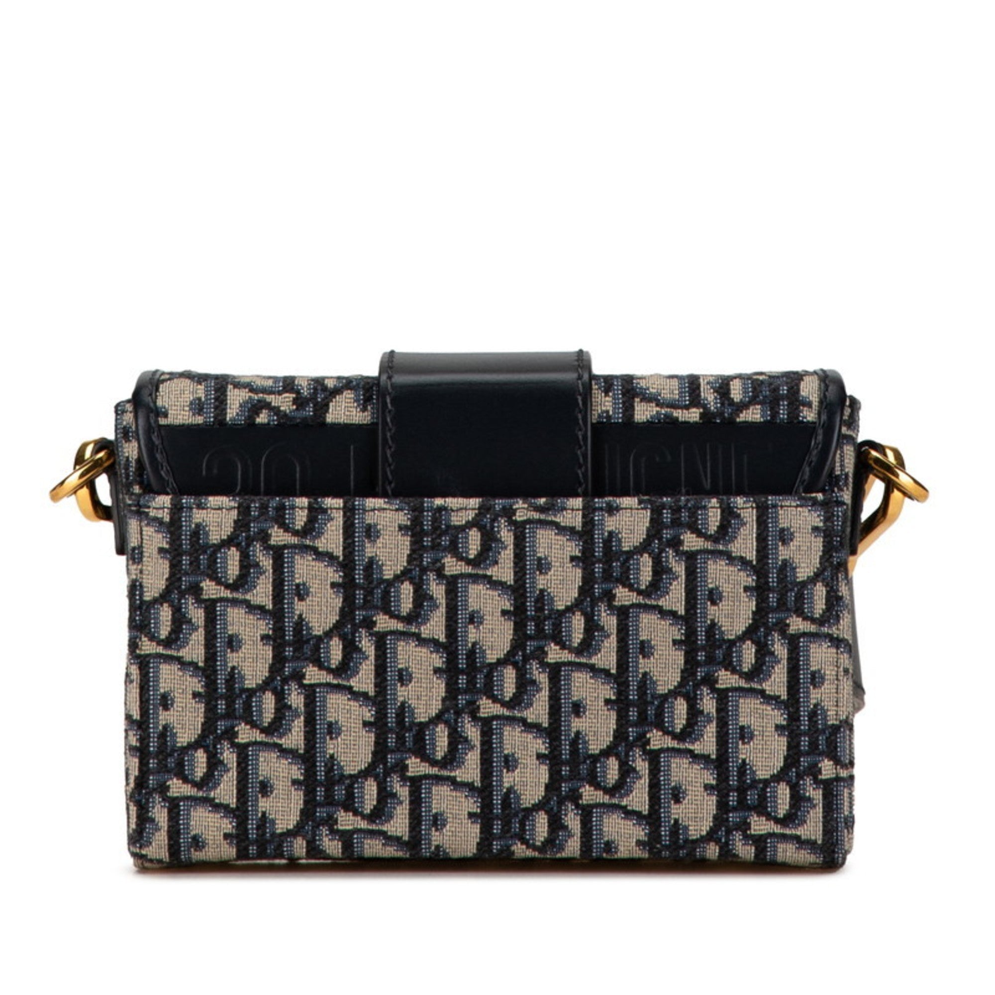 Christian Dior Beige Navy Jacquard Leather Shoulder Bag (Pre-Owned)