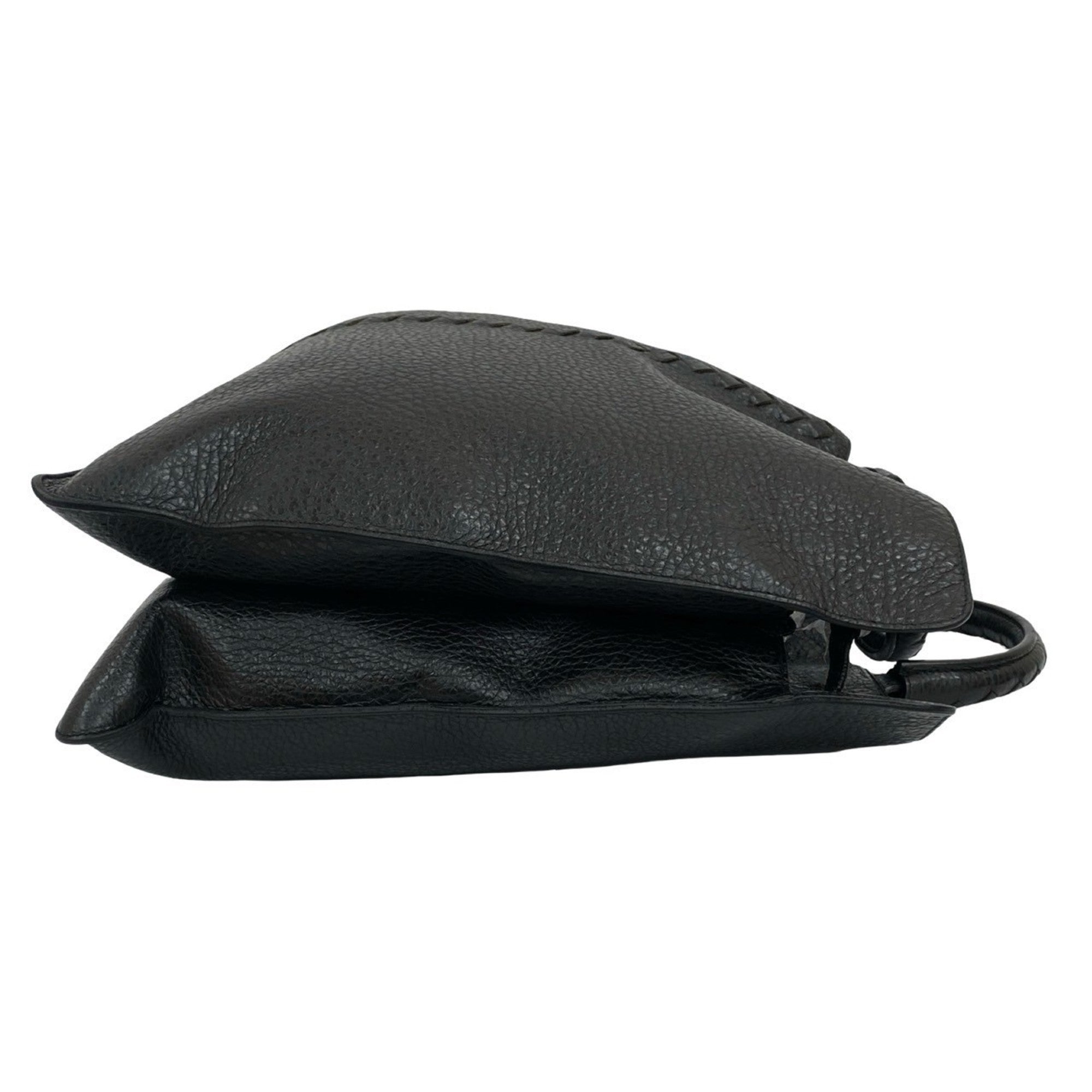 Bottega Veneta Black Leather Handbag Tote Bag