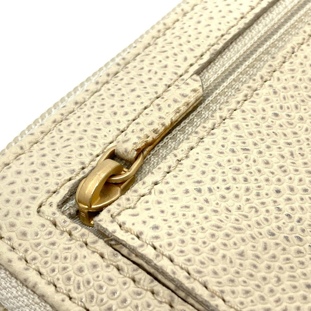 Chanel Beige Leather Long Wallet (Bi-Fold)