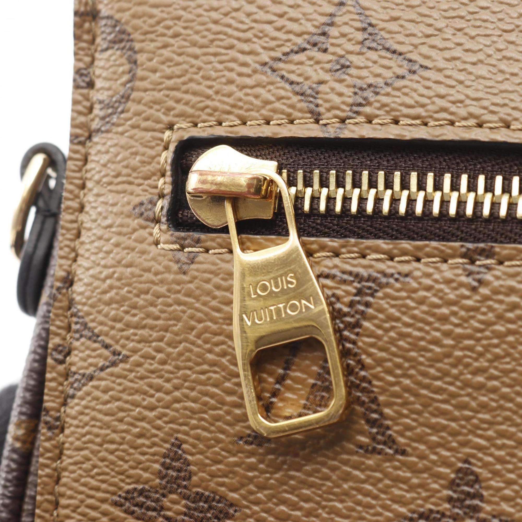 Louis Vuitton Black Brown Coated Canvas Leather Handbag Pochette