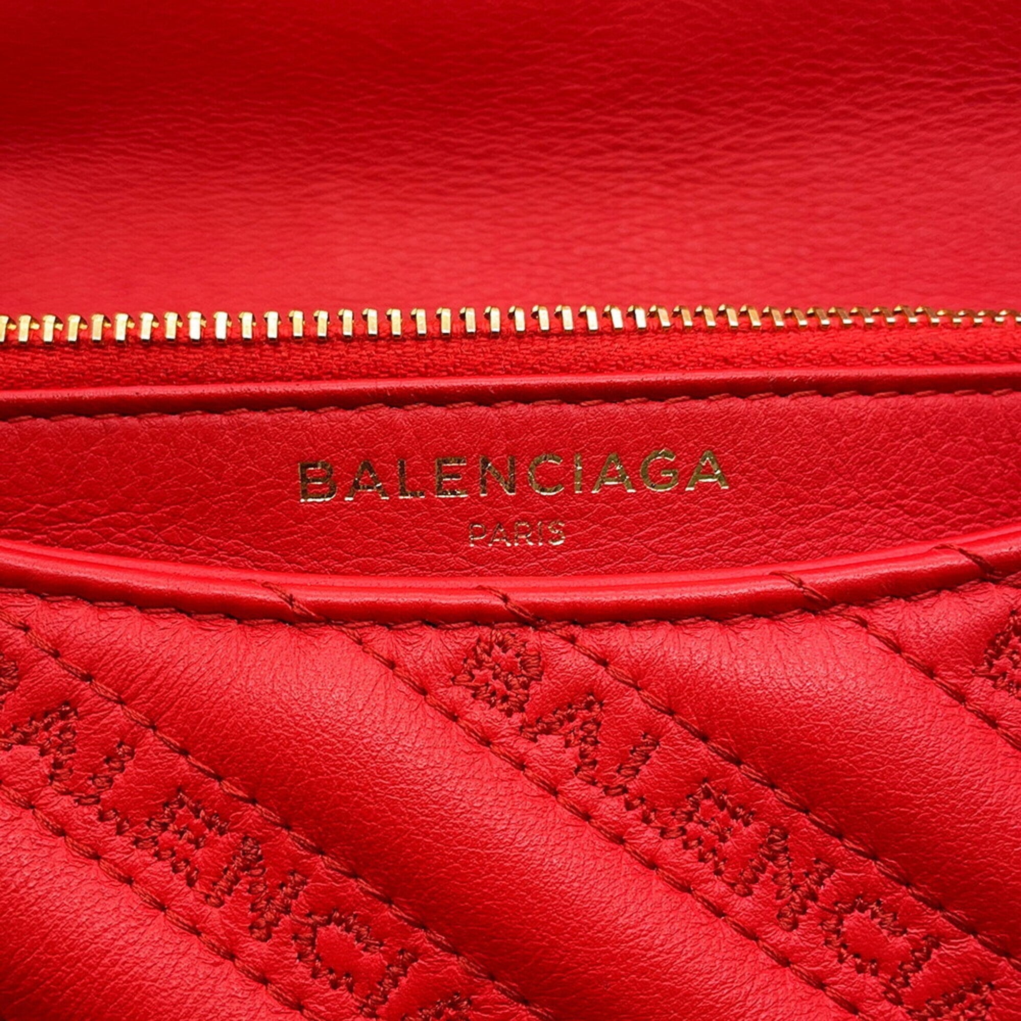 Balenciaga Red Color Leather Handbag Shoulder