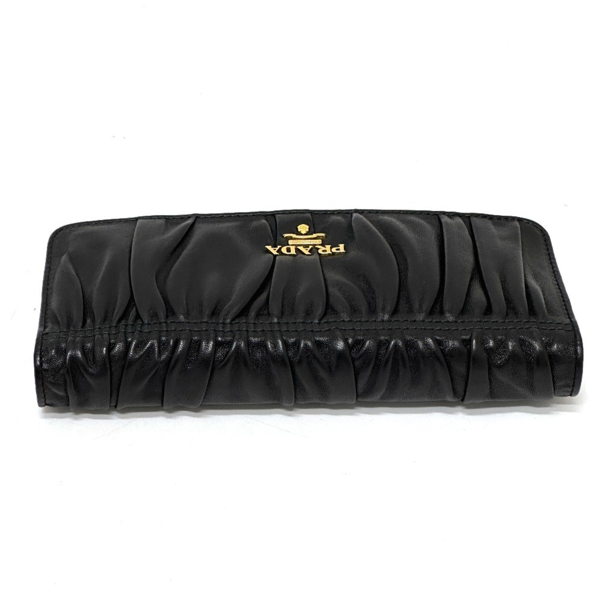 Prada Black Leather Long Wallet (Bi-Fold)