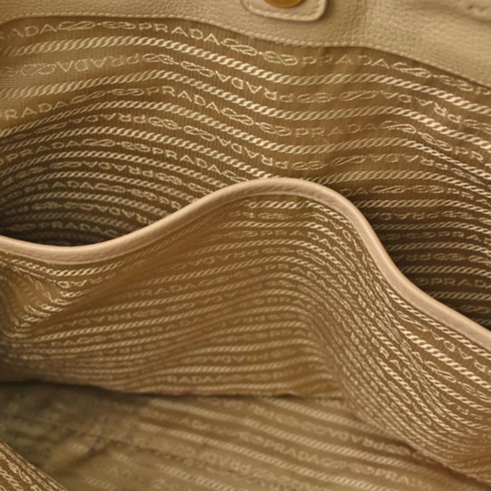 Prada Beige Leather Shoulder Bag Tote Bag