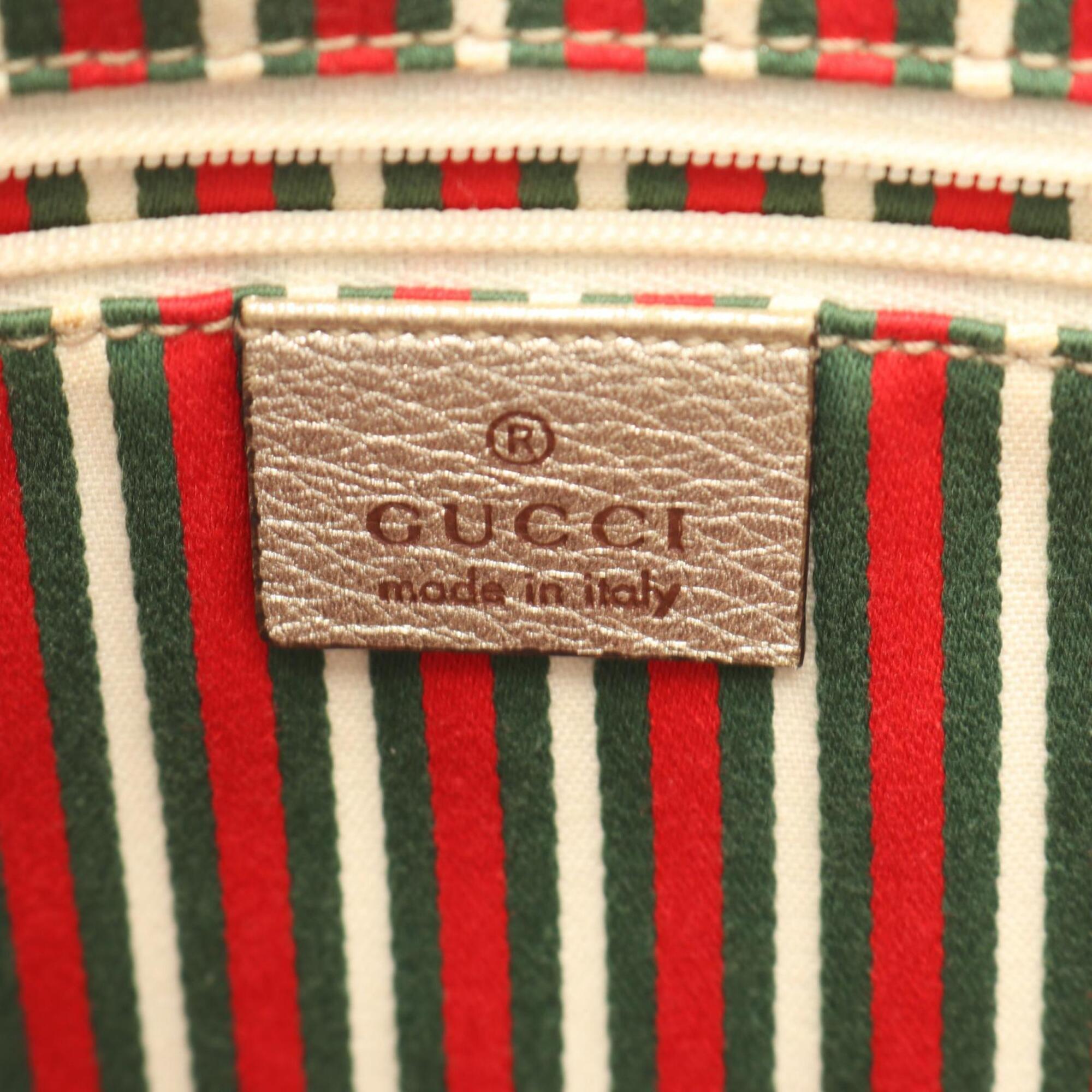 Gucci Beige Canvas Leather Handbag Tote Bag (Pre-Owned)