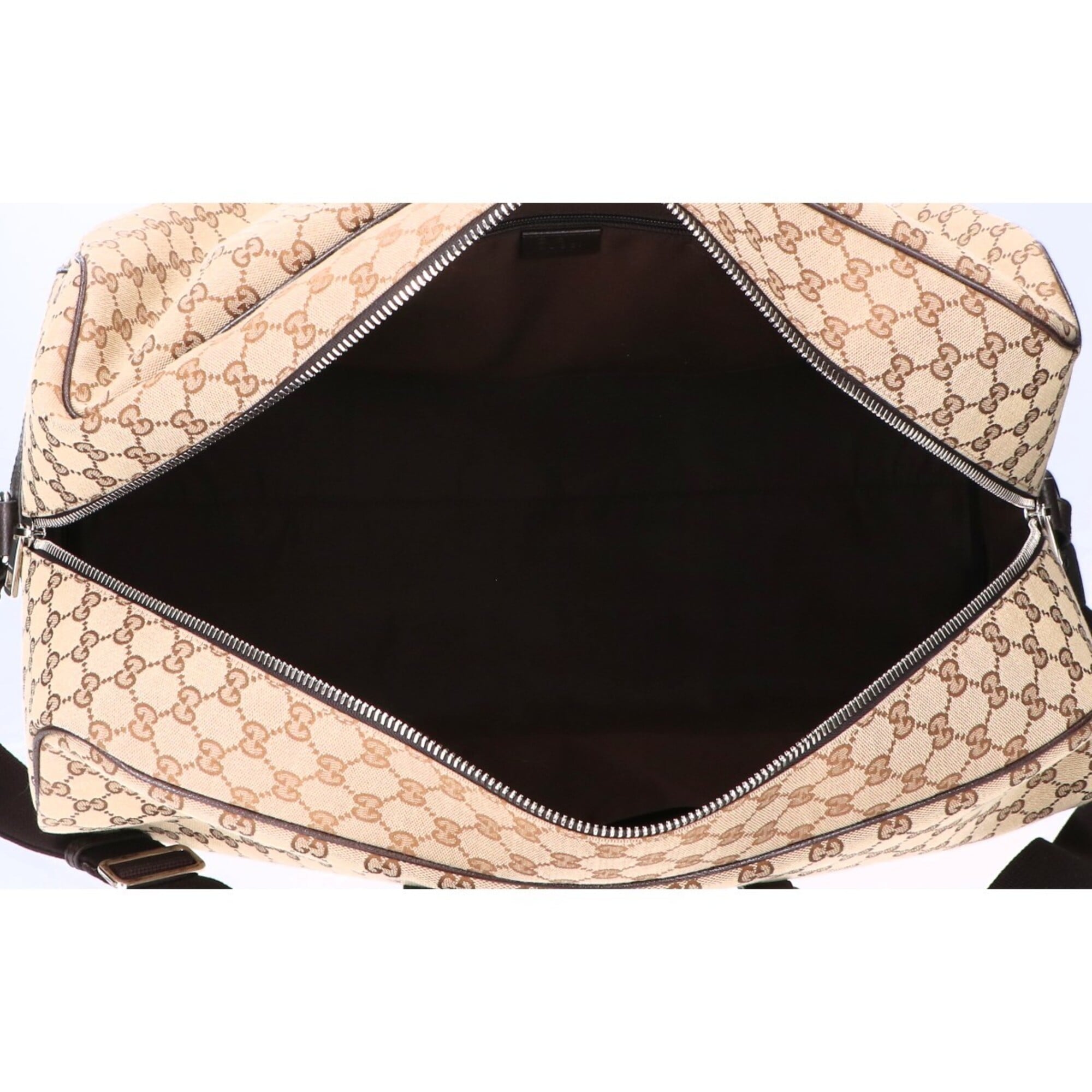 Gucci Beige Dark Brown Gg Canvas Boston Bag (Pre-Owned)