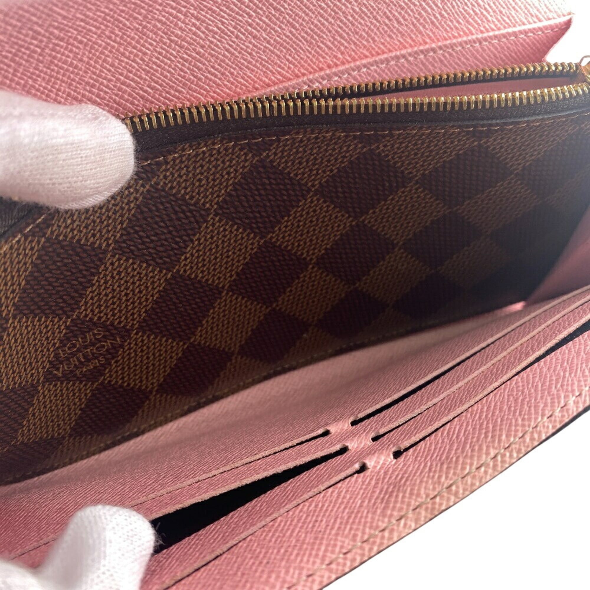 Louis Vuitton Damier Brown Rose Ballerine Leather Long Wallet