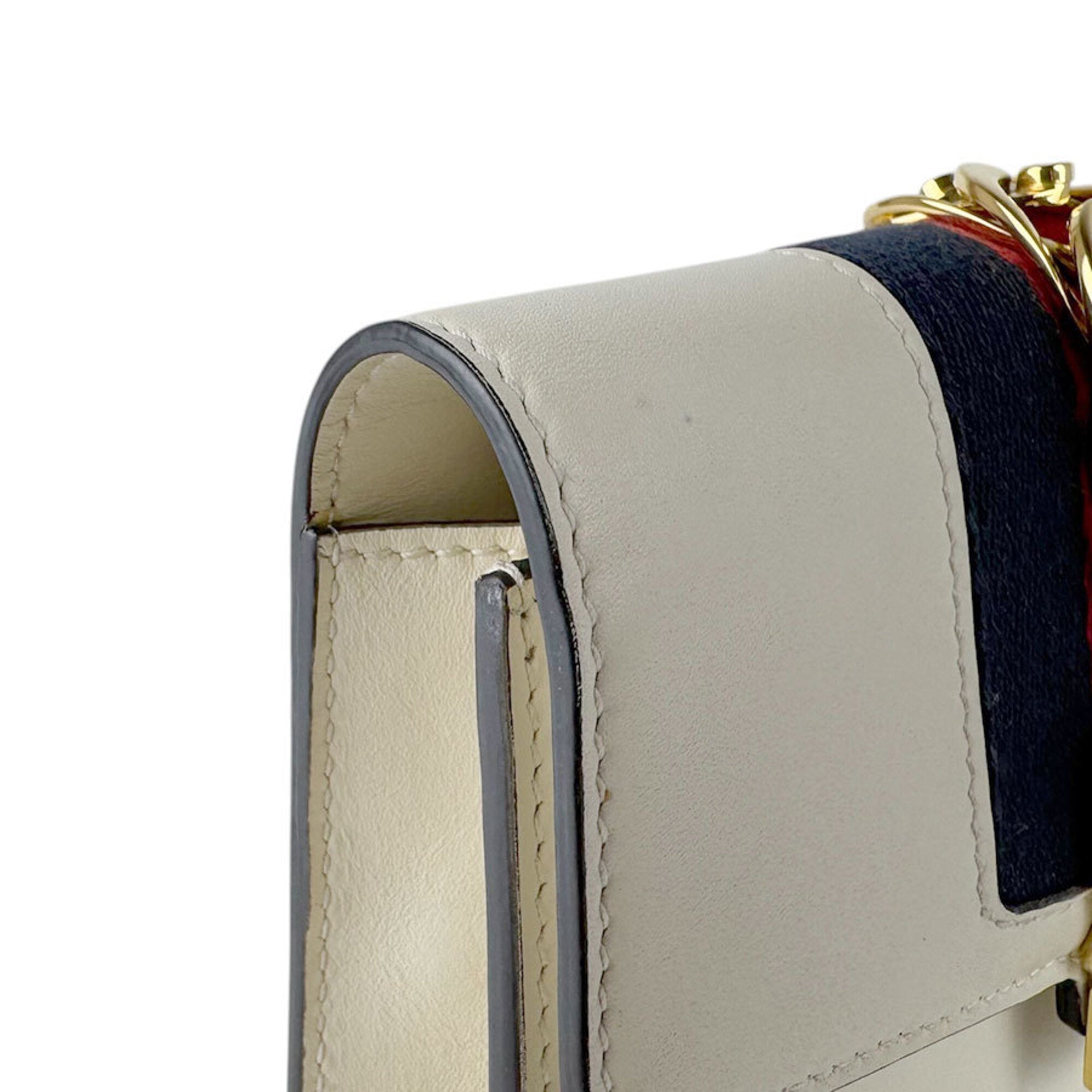 Gucci Gold Ivory Leather Metal Shoulder Bag (Pre-Owned)
