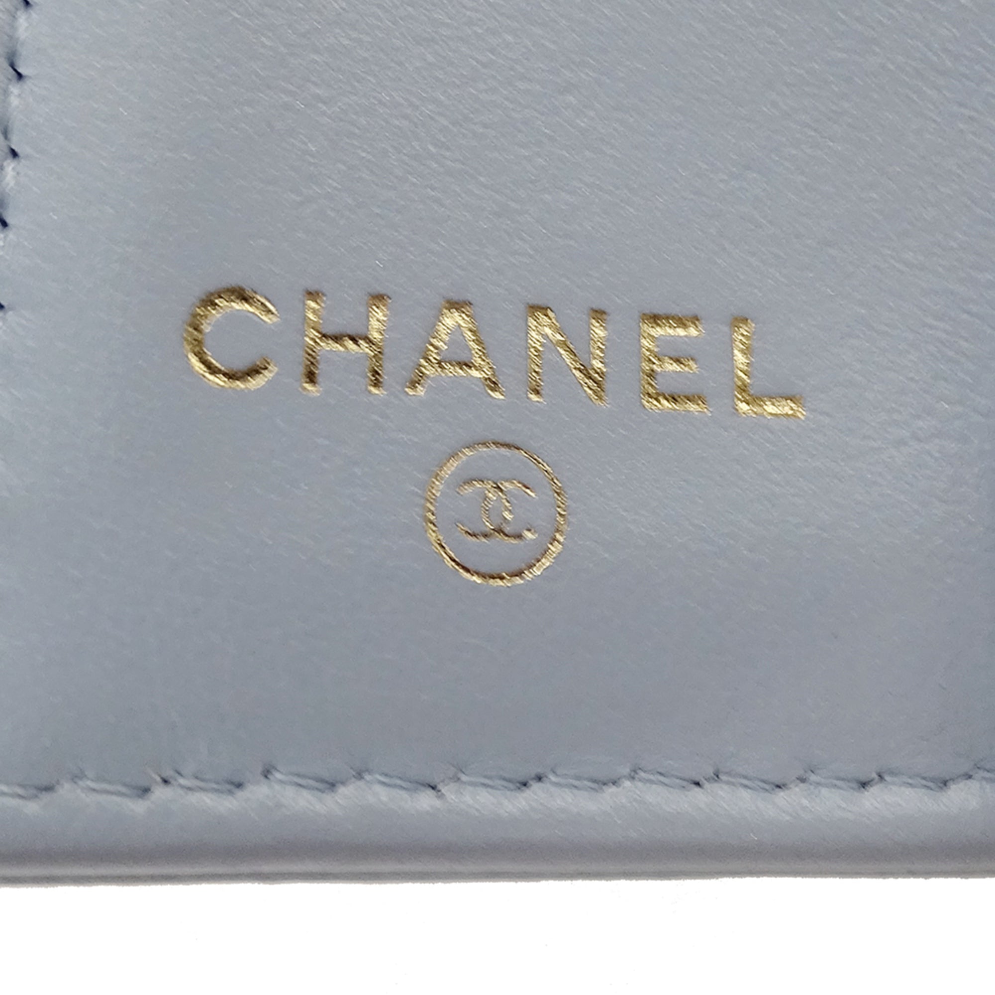 Chanel Light Blue Grained Calfskin Wallet (Tri-Fold)