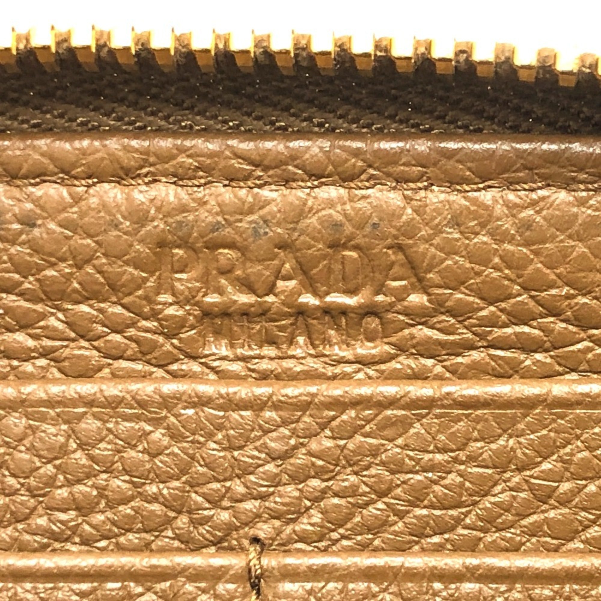 Prada Brown Leather Long Wallet (Bi-Fold)