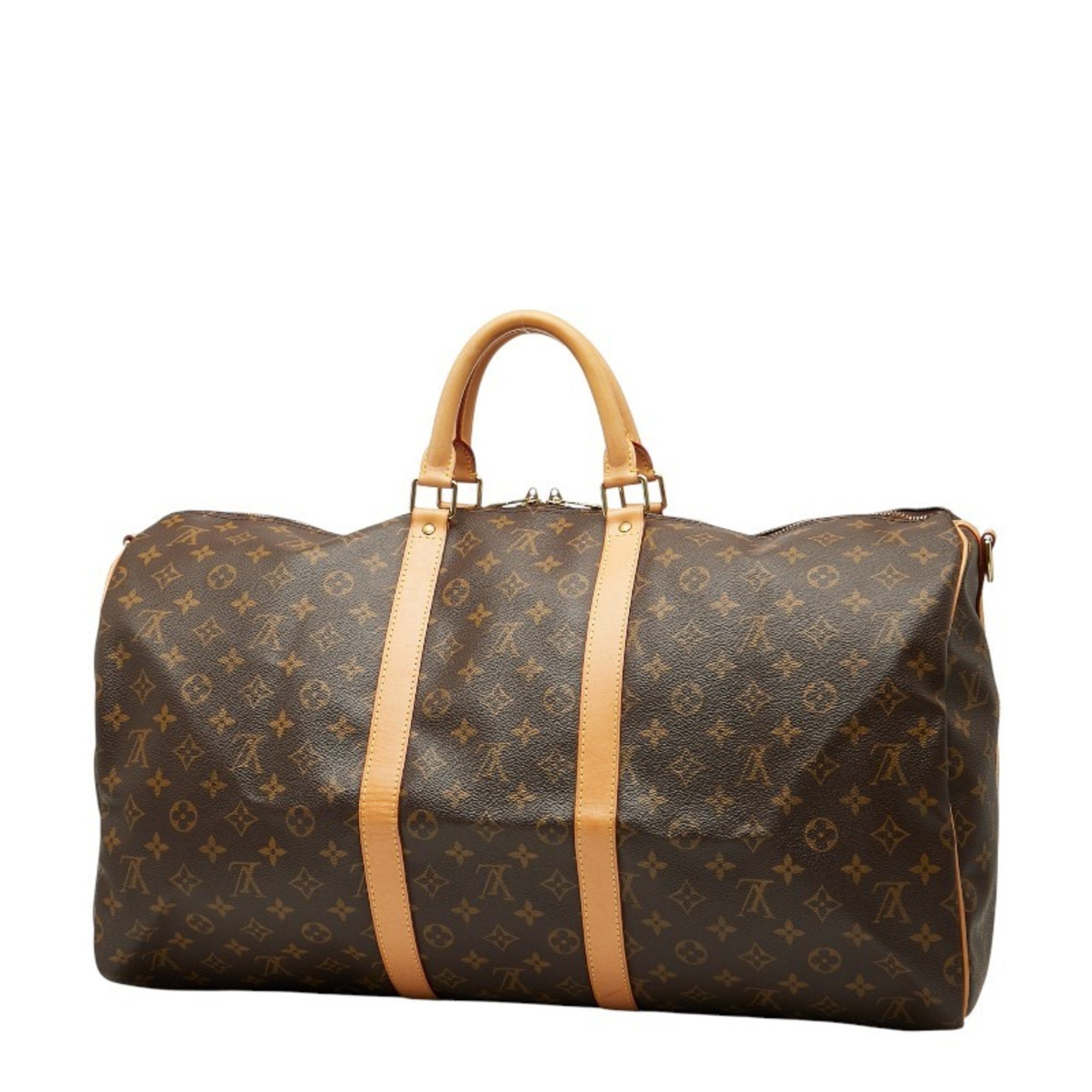 Louis Vuitton Brown Pvc Leather Boston Bag Shoulder Bag