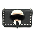 Fendi Black Leather Chain/Shoulder Wallet