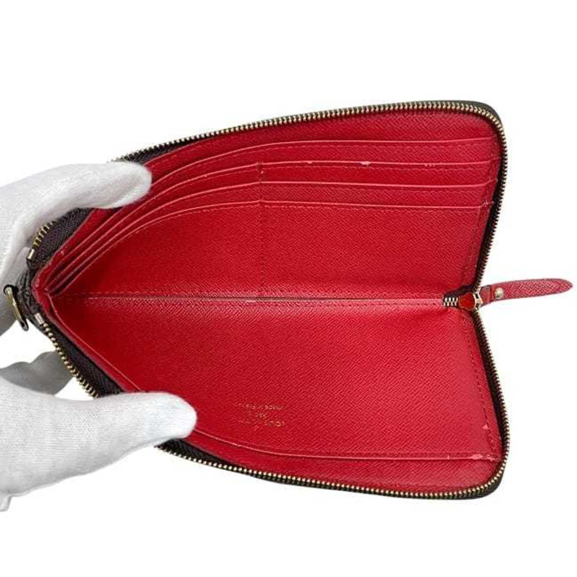 Louis Vuitton Brown Damier Canvas Ebene Red Color Damier Canvas Long Wallet