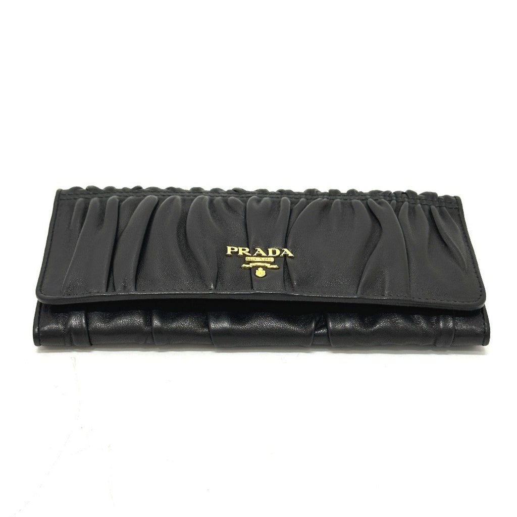 Prada Black Leather Long Wallet (Bi-Fold)