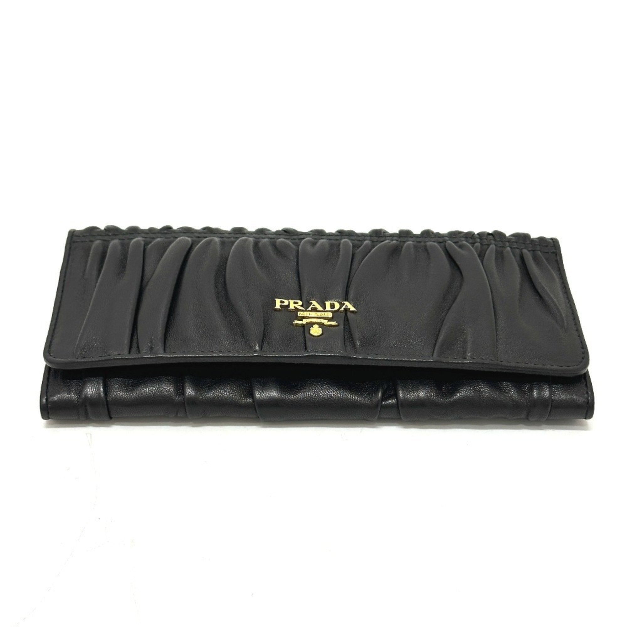 Prada Black Leather Long Wallet (Bi-Fold)
