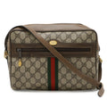 Gucci Beige Brown Green Red Color Coated Canvas Leather Pochette Shoulder Bag (Pre-Owned)