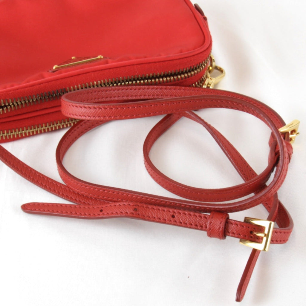 Prada Red Color Nylon Shoulder Bag