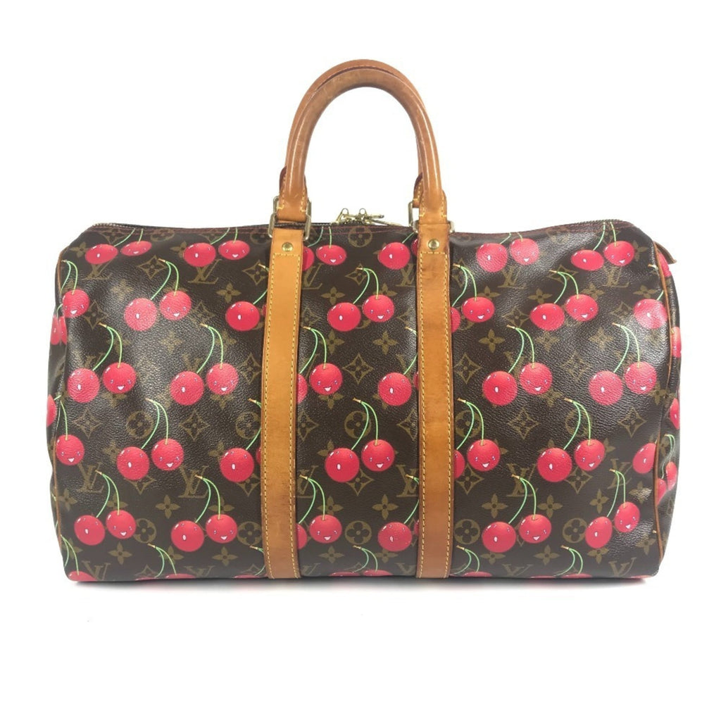 Louis Vuitton Brown Monogram Cherry Red Color Monogram Boston Bag