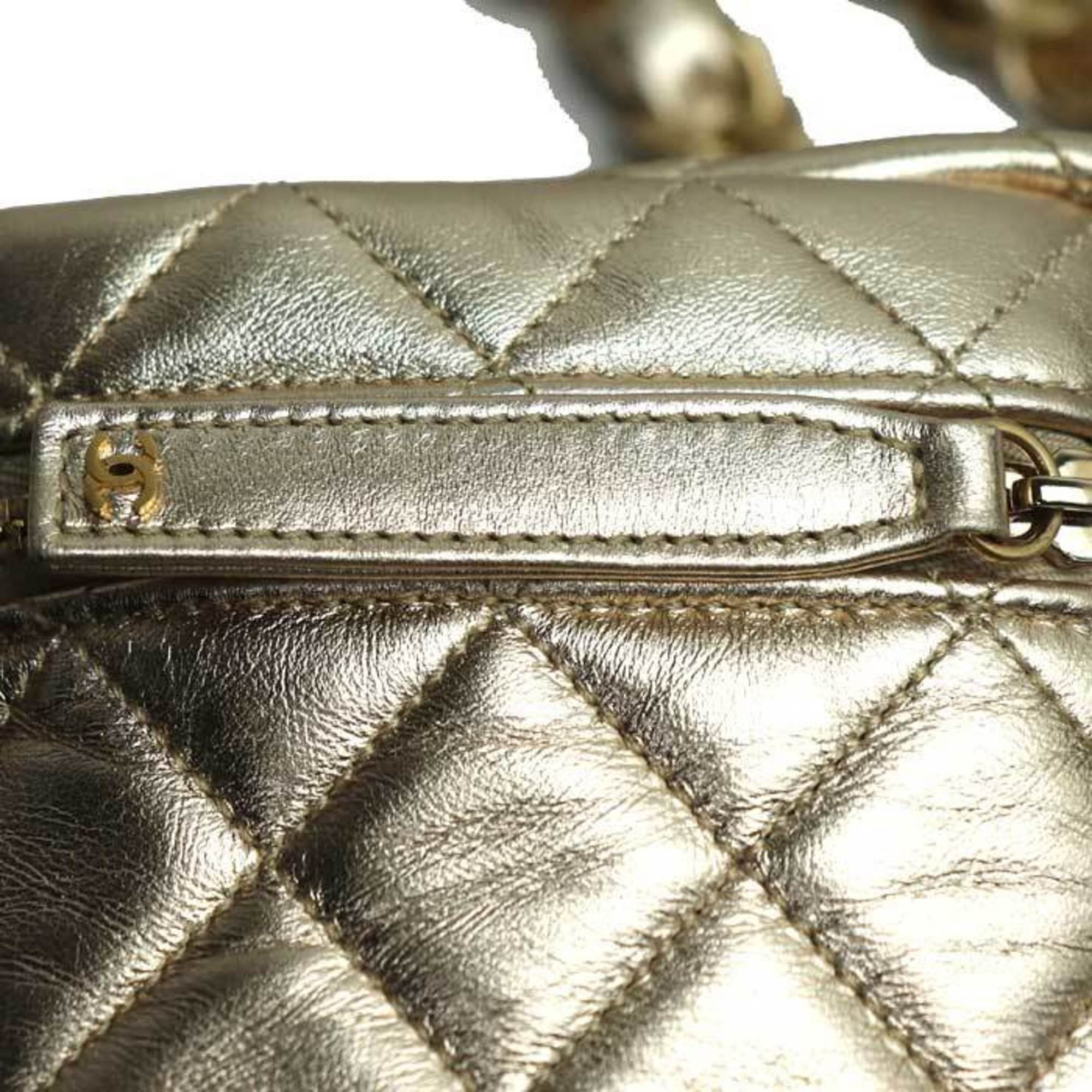 Chanel Matelasse Gold Leather Clutch Bag