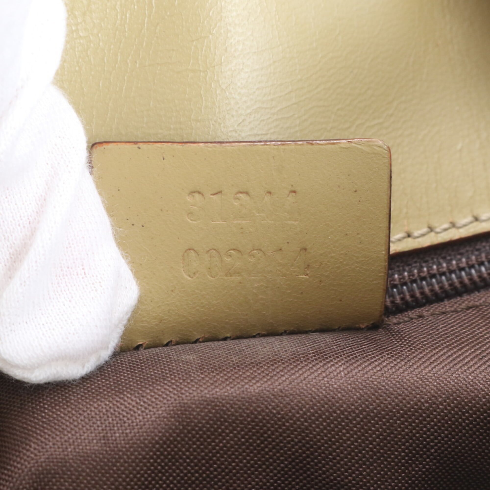 Gucci Beige Brown Leather Canvas Handbag Tote Bag (Pre-Owned)