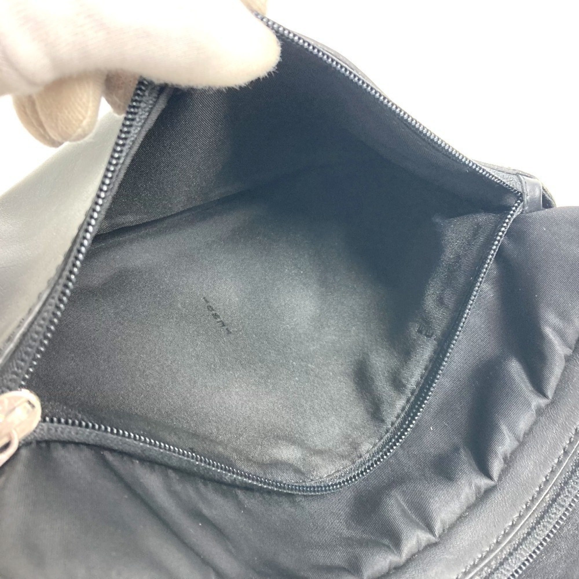 Fendi Black Nylon Leather Handbag Pochette Shoulder Bag