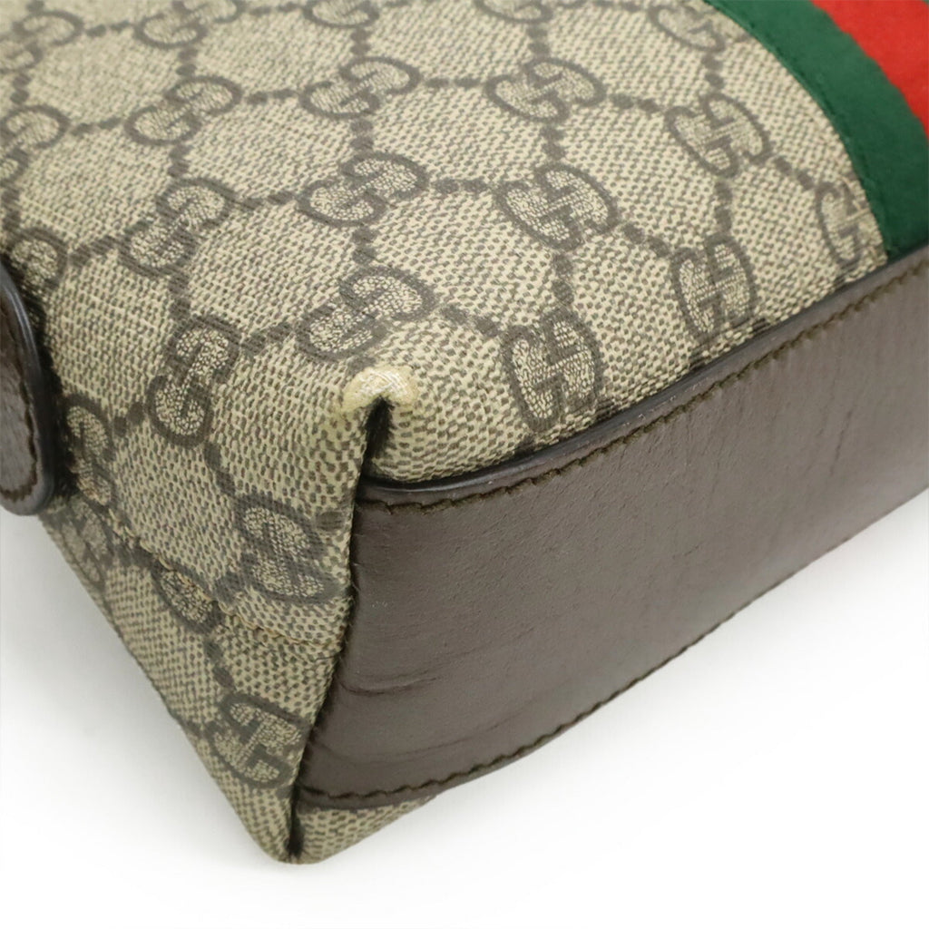 Gucci Sherry Line Beige Brown Green Red Color Gg Supreme Canvas Pvc Coated Canvas Pochette Shoulder Bag (Pre-Owned)