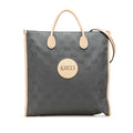 Gucci Beige Gray Nylon Leather Handbag Shoulder Bag (Pre-Owned)