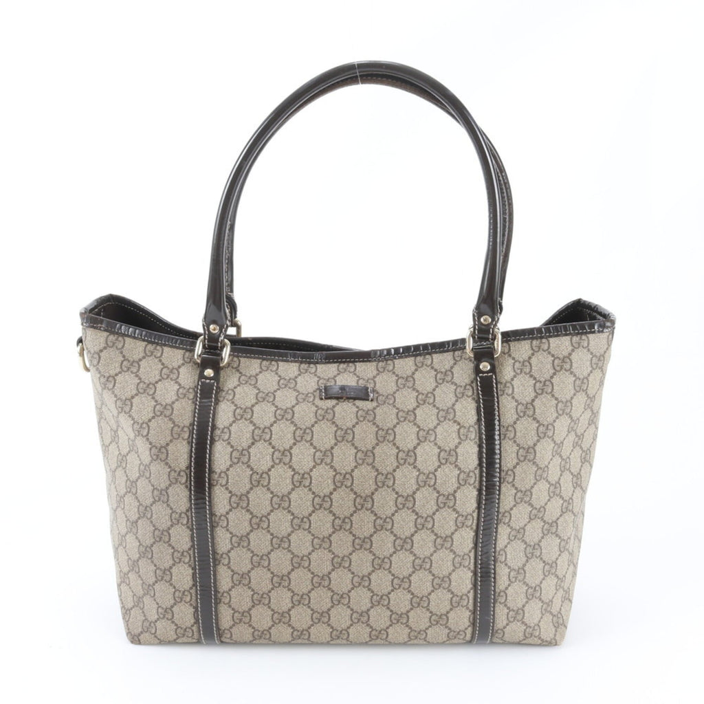 Gucci Beige Brown Leather Coated Canvas Handbag Shoulder Bag Tote Bag (Pre-Owned)